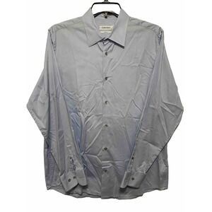 Calvin Klein Dress Shirt Mens Size L Blue Long Sleeve Collar Button Down Modern